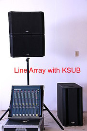Powered Line Array System with QSC KSUB Subwoofer